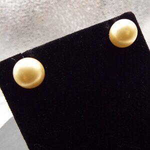 MAJORICA LUXURY CHAMPAGNE 9.525 MM PEARL 18KGF GOLDEN STUD PIERCED EARRINGS A 65